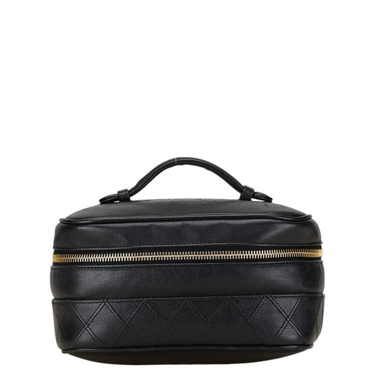 Chanel Black Leather Handbag Vanity Bag ()