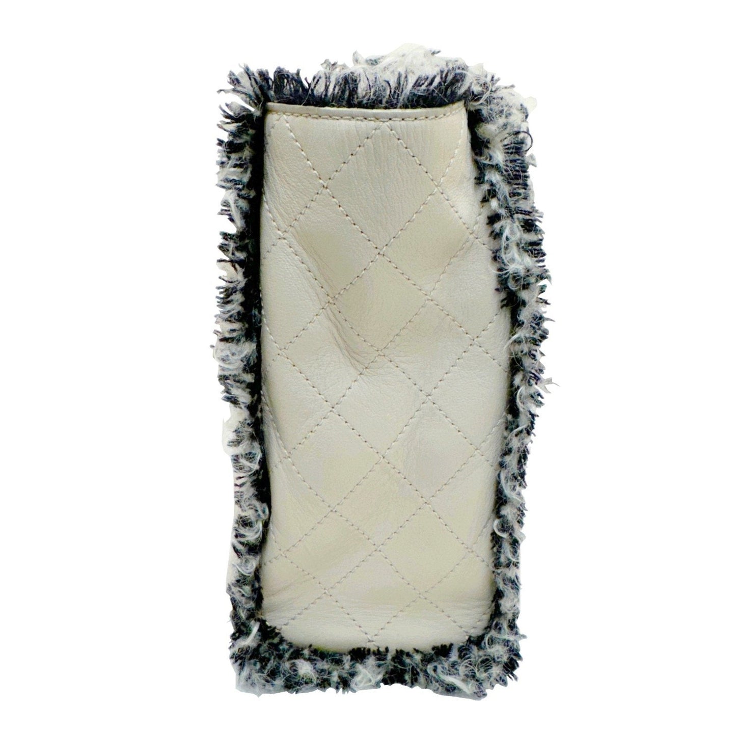 Chanel Beige Black Tweed Leather Tote Bag ()