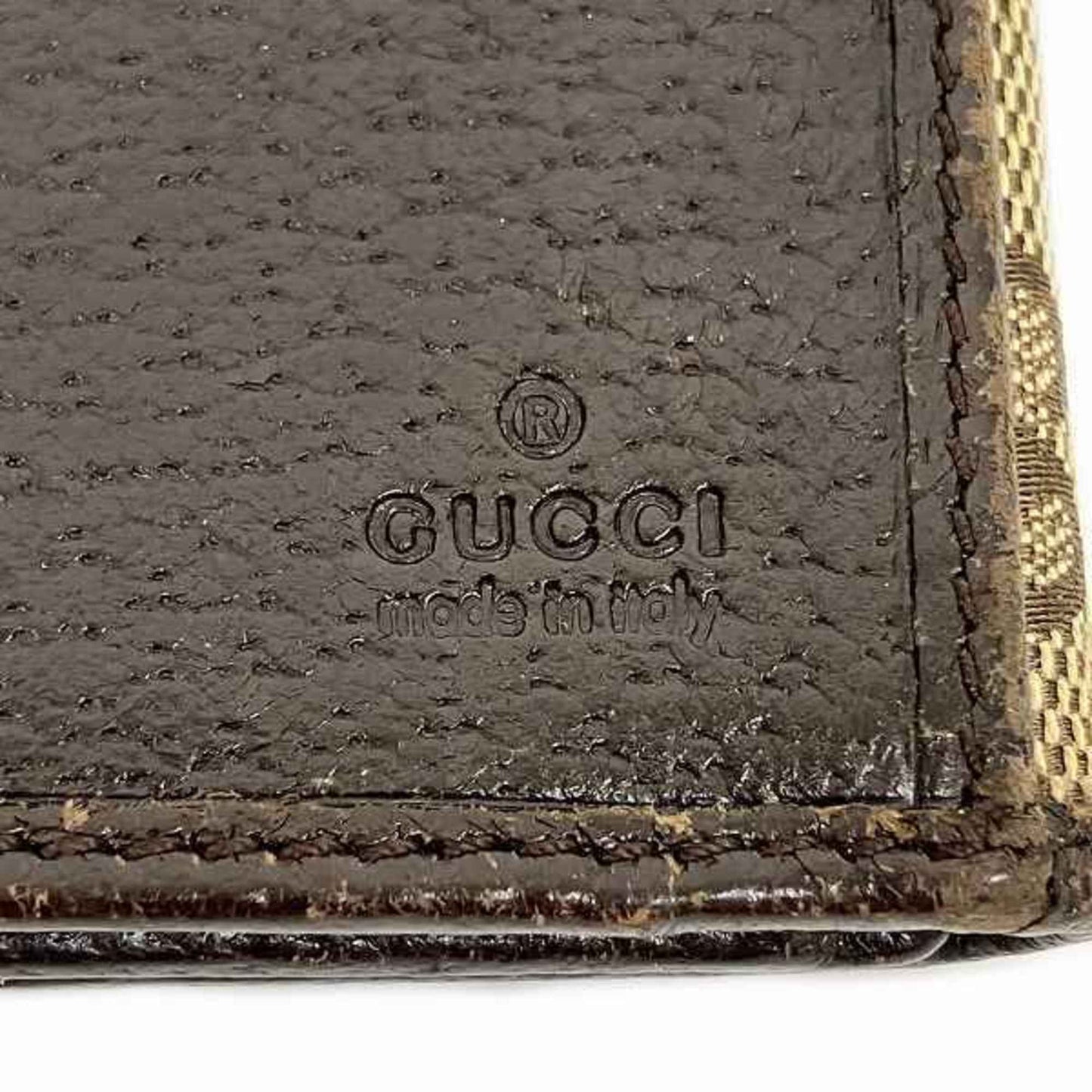 Gucci Beige Brown Canvas Leather Long Wallet (Bi-Fold) ()