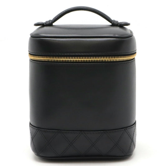 Chanel Black Leather Handbag Vanity Bag ()