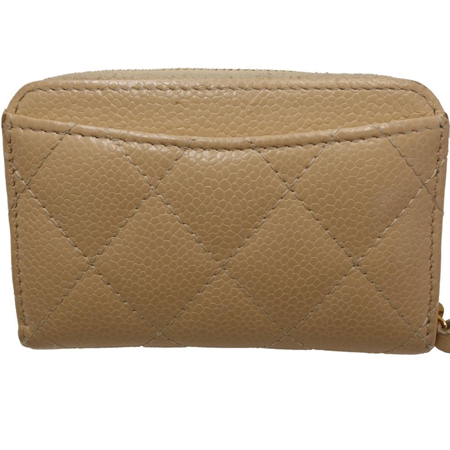 Chanel Beige Beige Gold Grained Calfskin Coin Purse/Coin Case ()