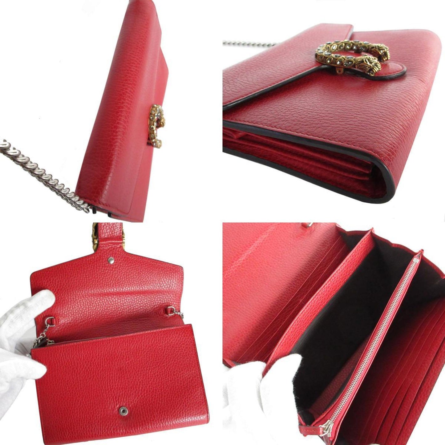 Gucci Red Color Leather Chain/Shoulder Wallet ()