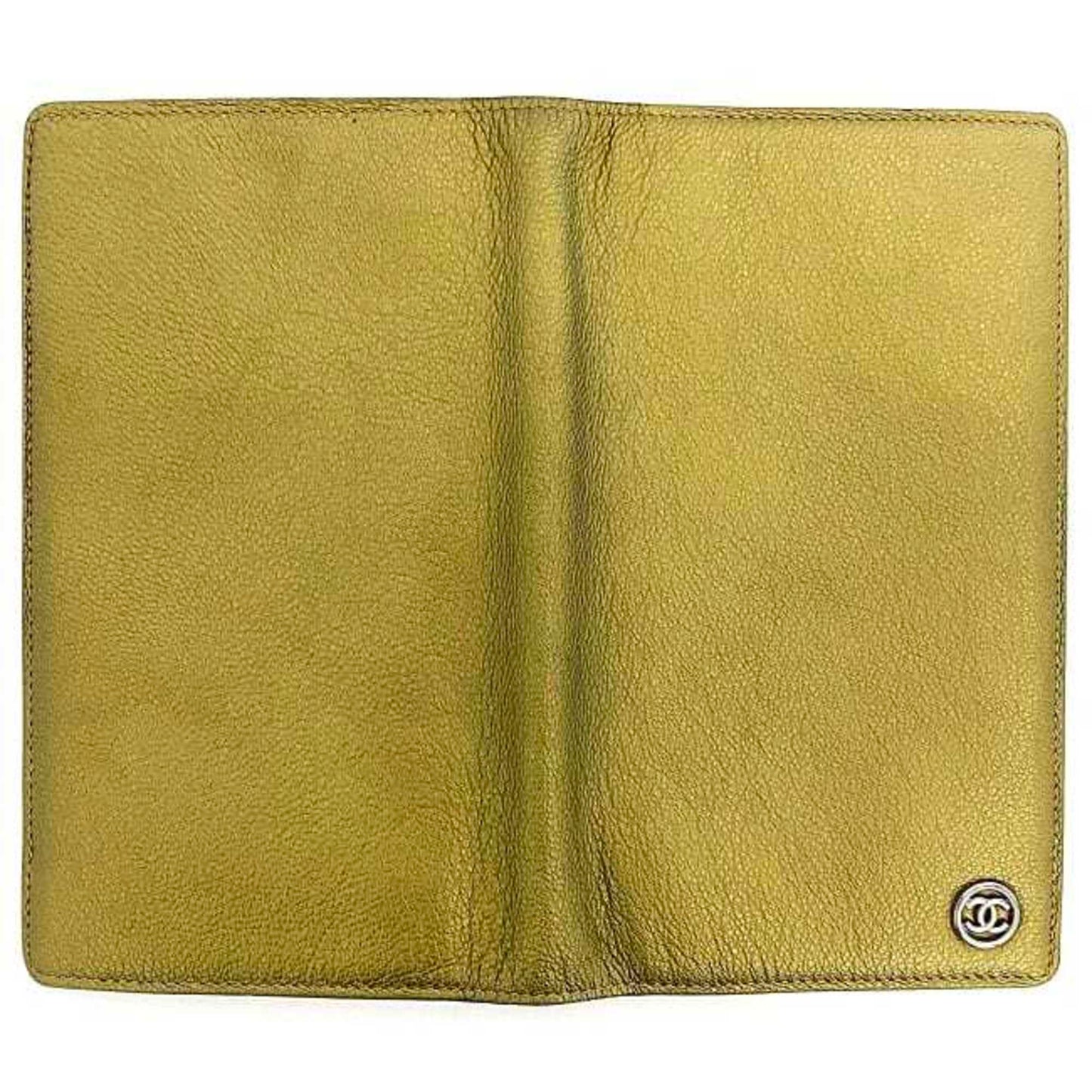 Chanel Metallic Green Leather Long Wallet (Bi-Fold) ()