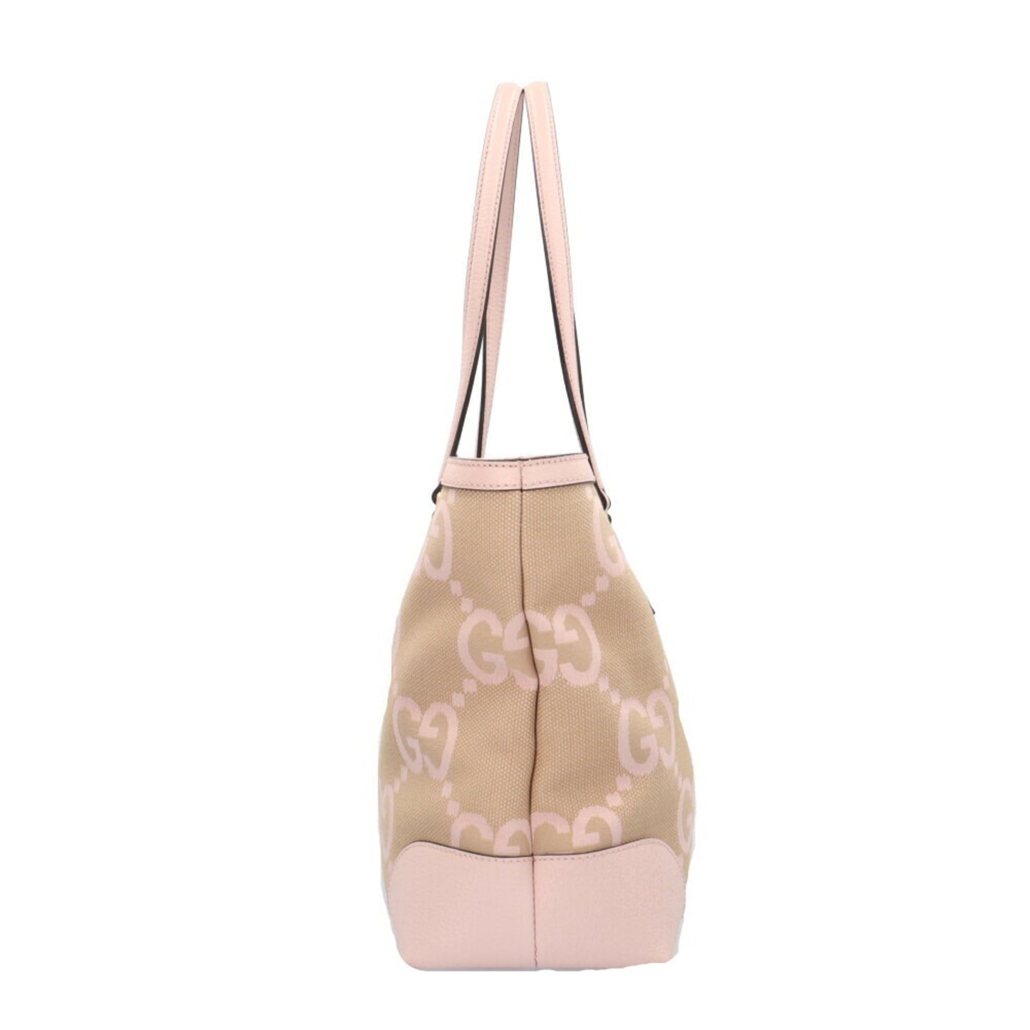 Gucci Beige Pink Canvas Leather Tote Bag ()