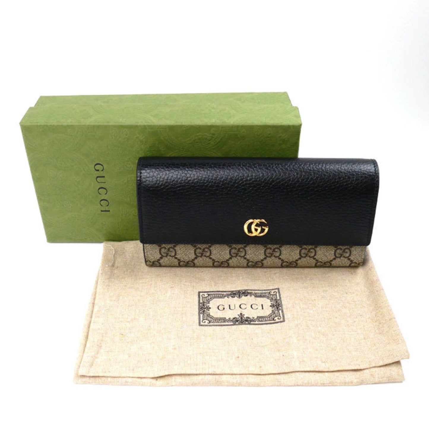 Gucci Beige Black Gg Supreme Canvas Leather Coin Purse/Coin Case ()