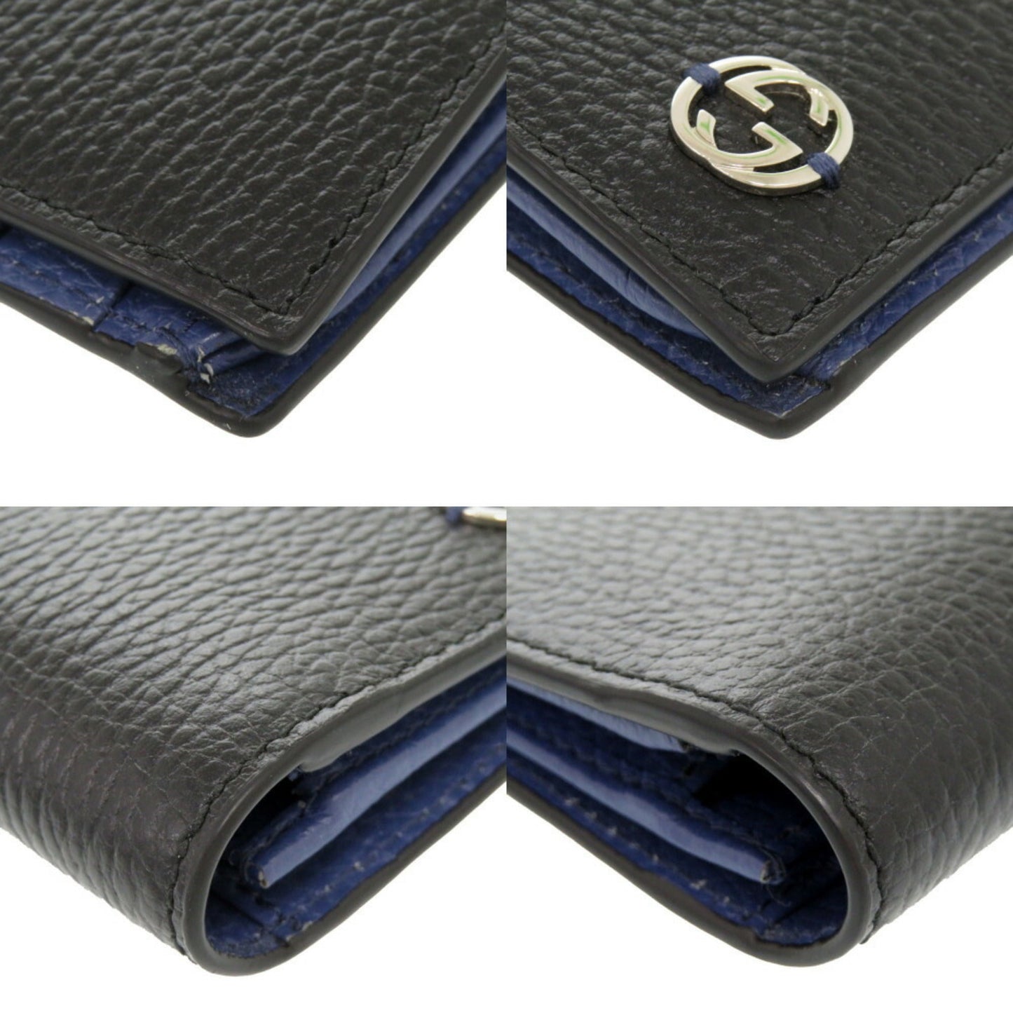 Gucci Black Blue Leather Long Wallet (Bi-Fold) ()