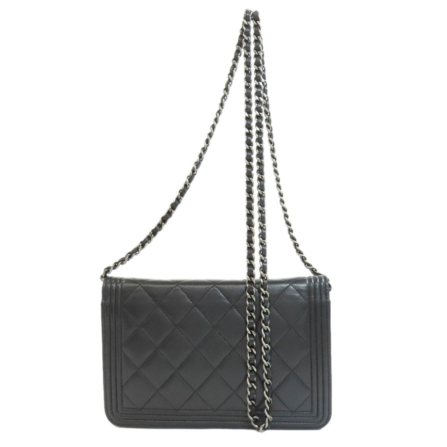 Chanel Boy Chanel Black Leather Chain/Shoulder Wallet ()