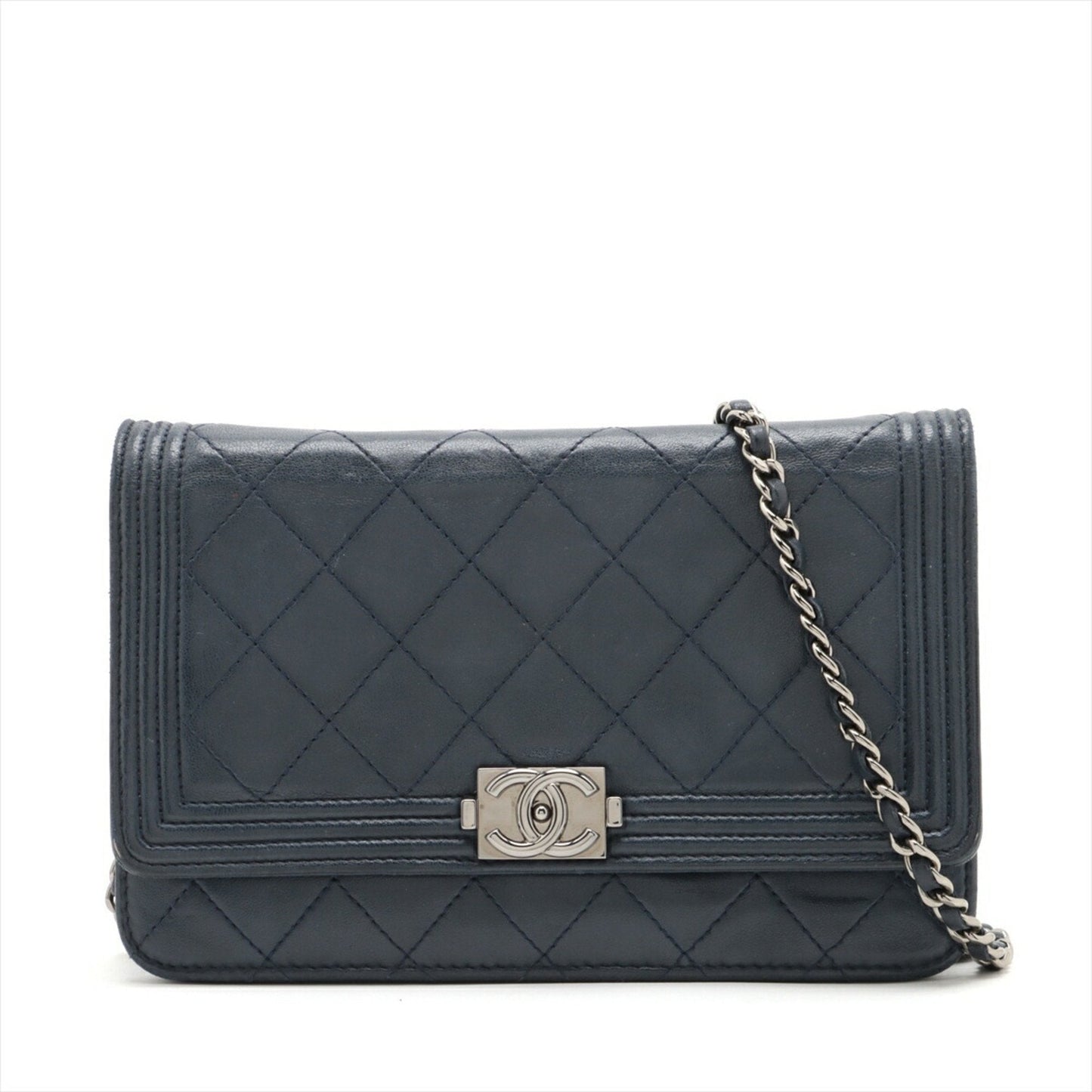 Chanel Navy Leather Chain/Shoulder Wallet ()