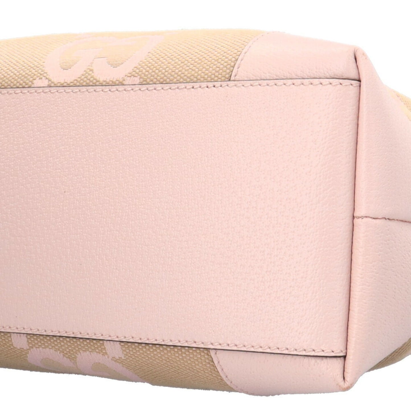 Gucci Beige Pink Canvas Leather Tote Bag ()