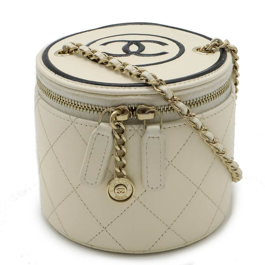 Chanel Black Ivory Leather Vanity Bag ()