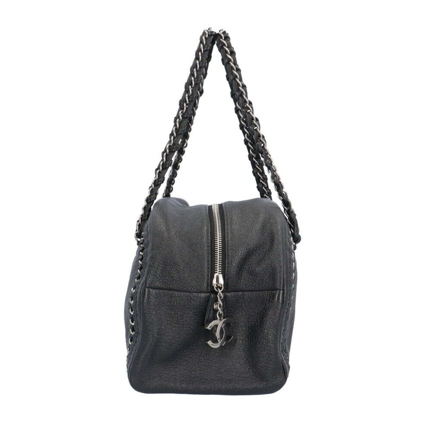 Chanel Black Leather Boston Bag Handbag ()