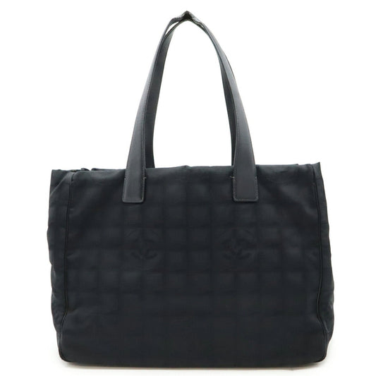 Chanel Black Nylon Jacquard Leather Shoulder Bag Tote Bag ()