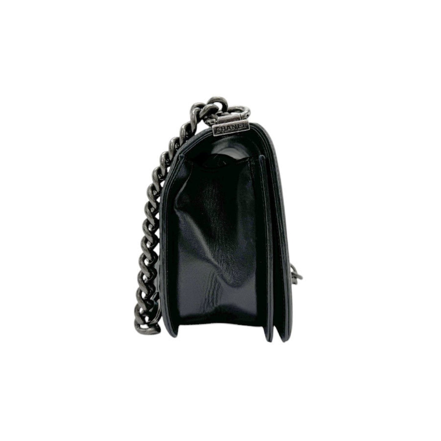 Chanel Boy Chanel Black Leather Metal Shoulder Bag ()