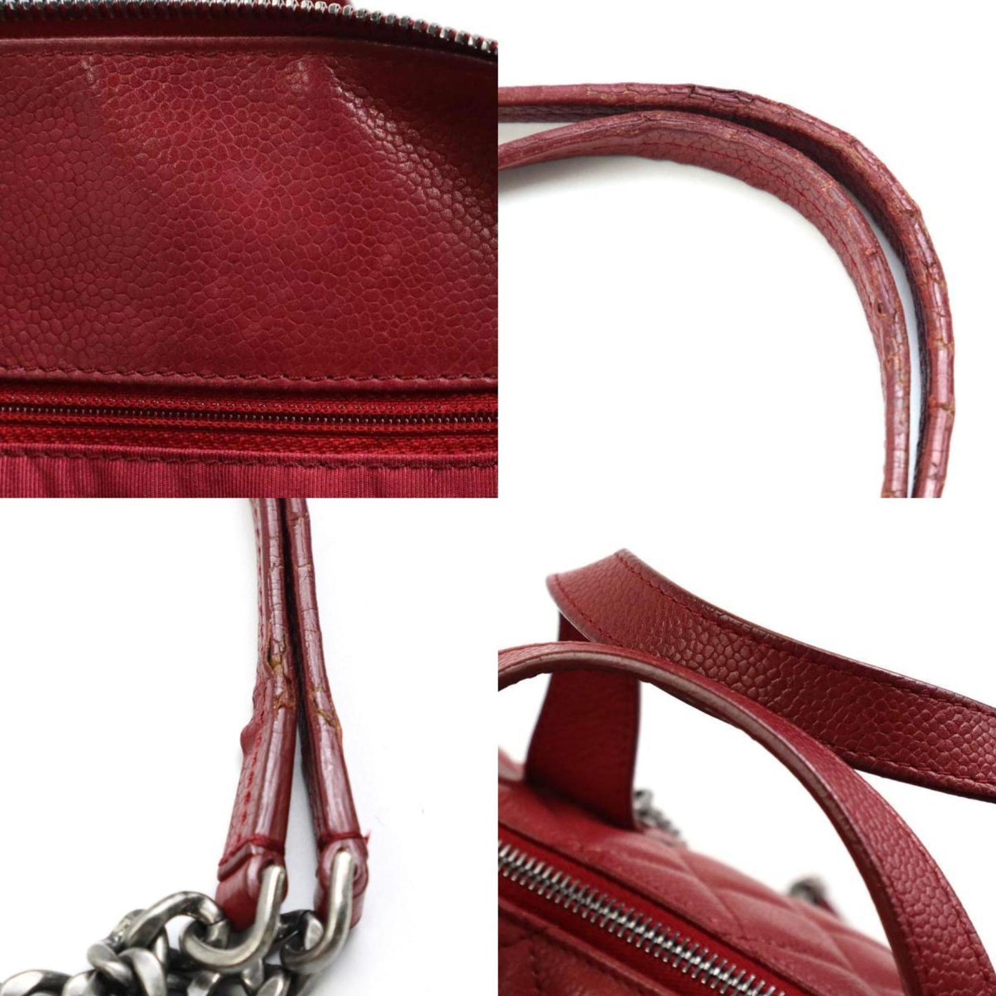 Chanel Burgundy Caviar Leather Handbag Shoulder Bag ()