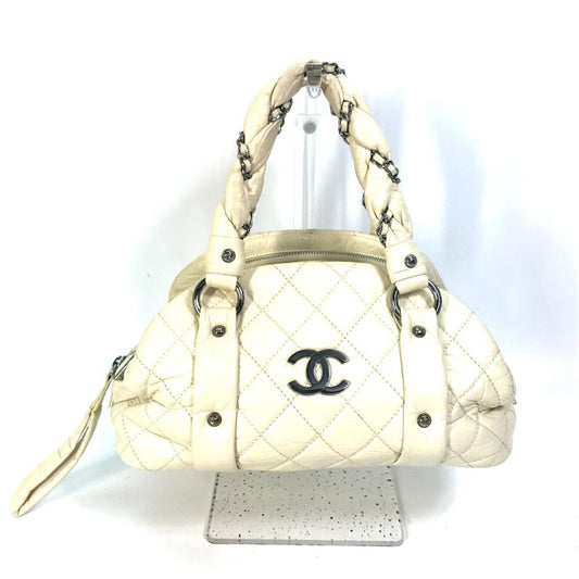 Chanel Beige Leather Boston Bag Handbag ()