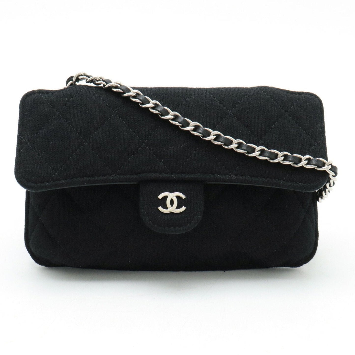 Chanel Black Gray Cotton Nylon Shoulder Bag ()