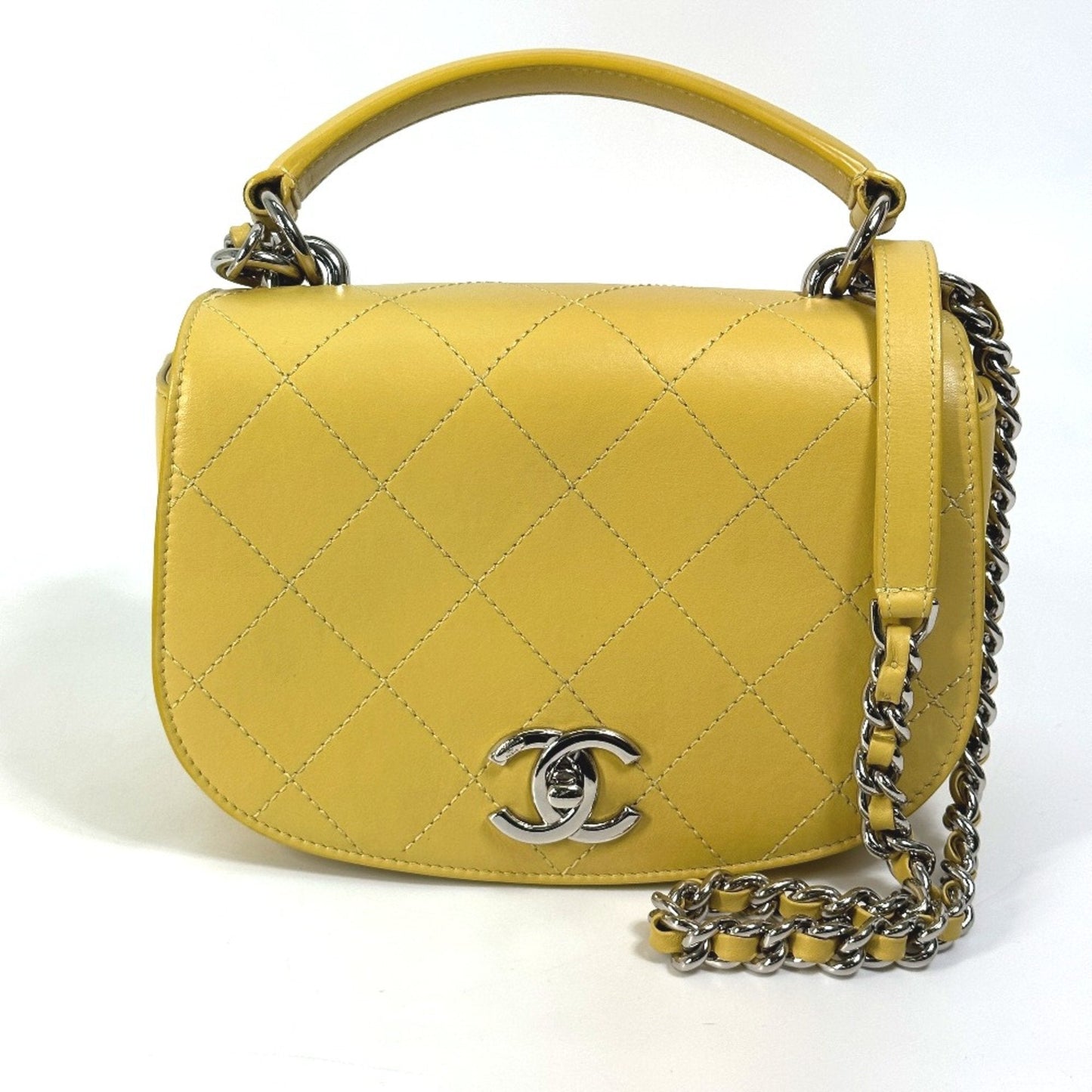 Chanel Yellow Leather Shoulder Bag ()