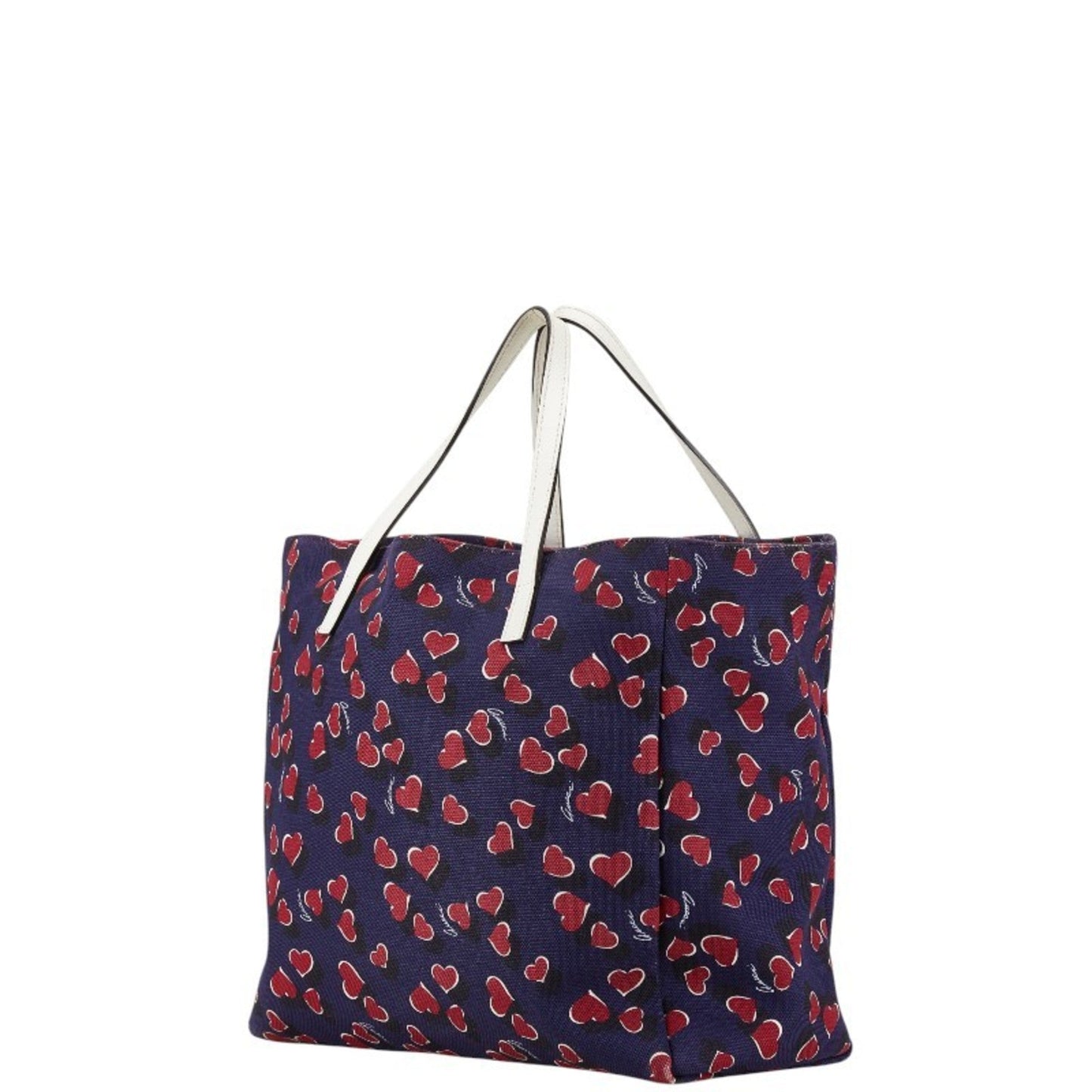 Gucci Navy Red Color White Canvas Leather Handbag Tote Bag ()