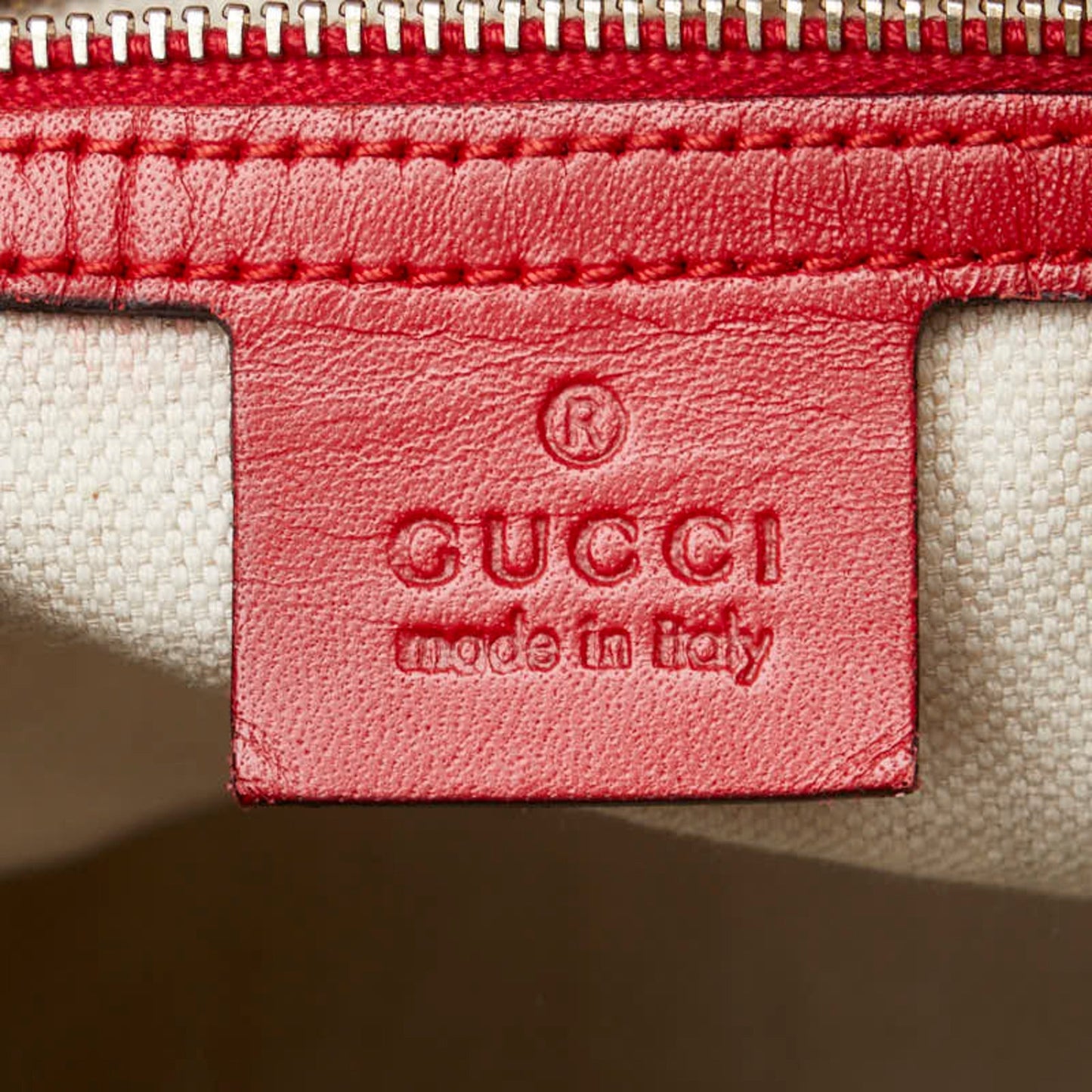 Gucci Beige Red Color Canvas Leather Boston Bag Shoulder Bag ()