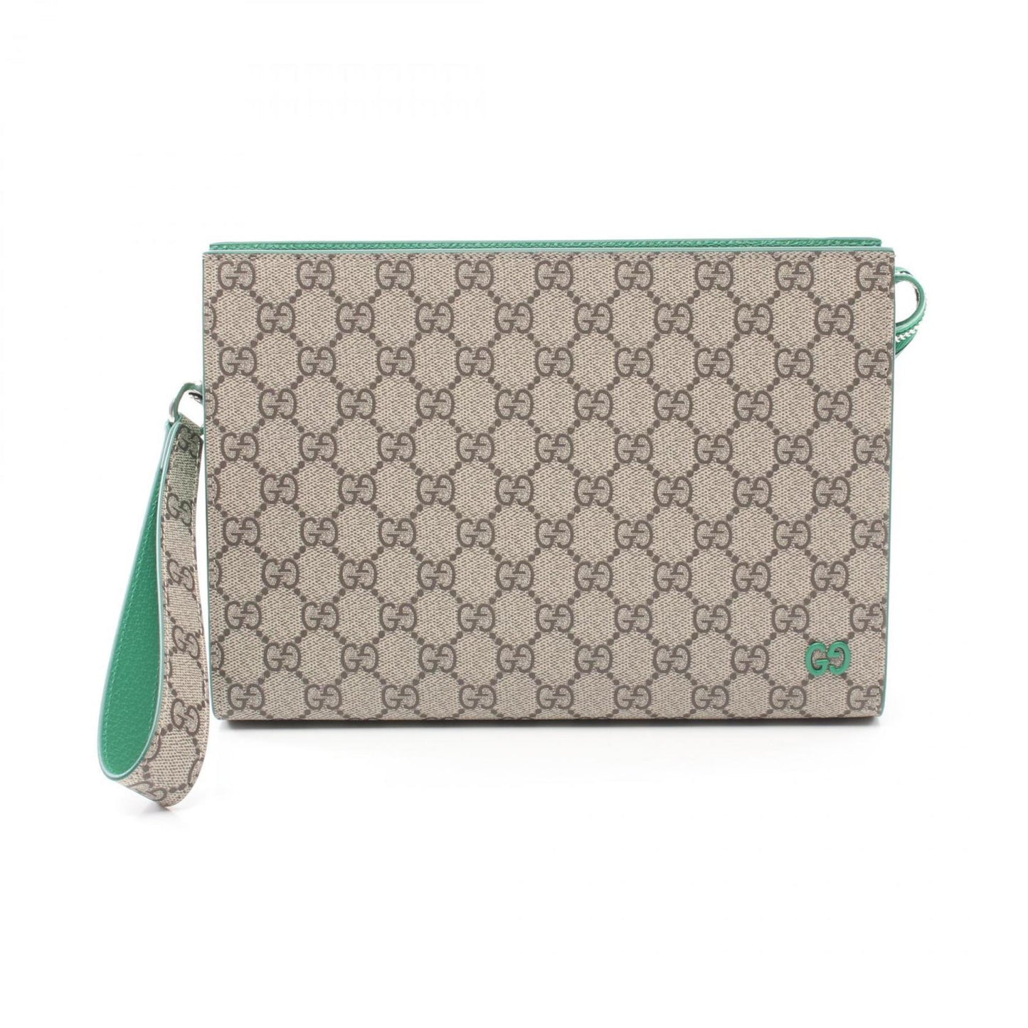 Gucci Beige Green Pvc Leather Clutch Bag ()