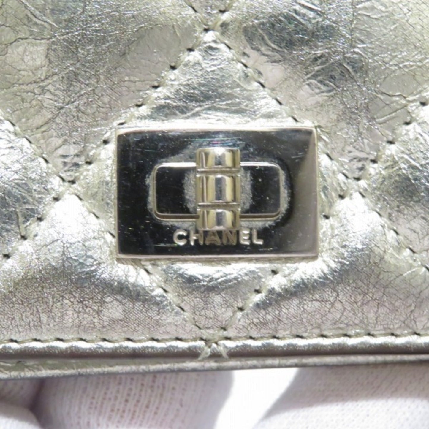 Chanel Silver Leather Long Wallet (Bi-Fold) ()