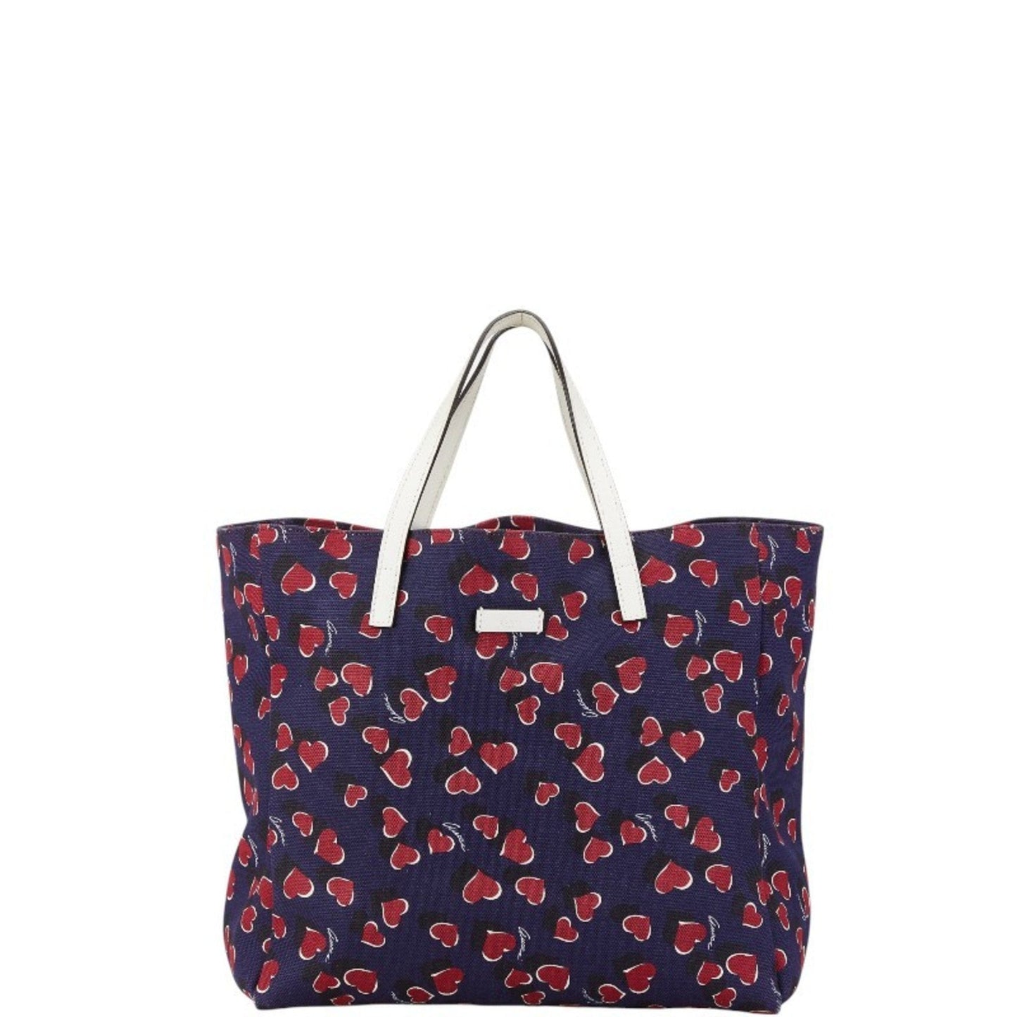 Gucci Navy Red Color White Canvas Leather Handbag Tote Bag ()