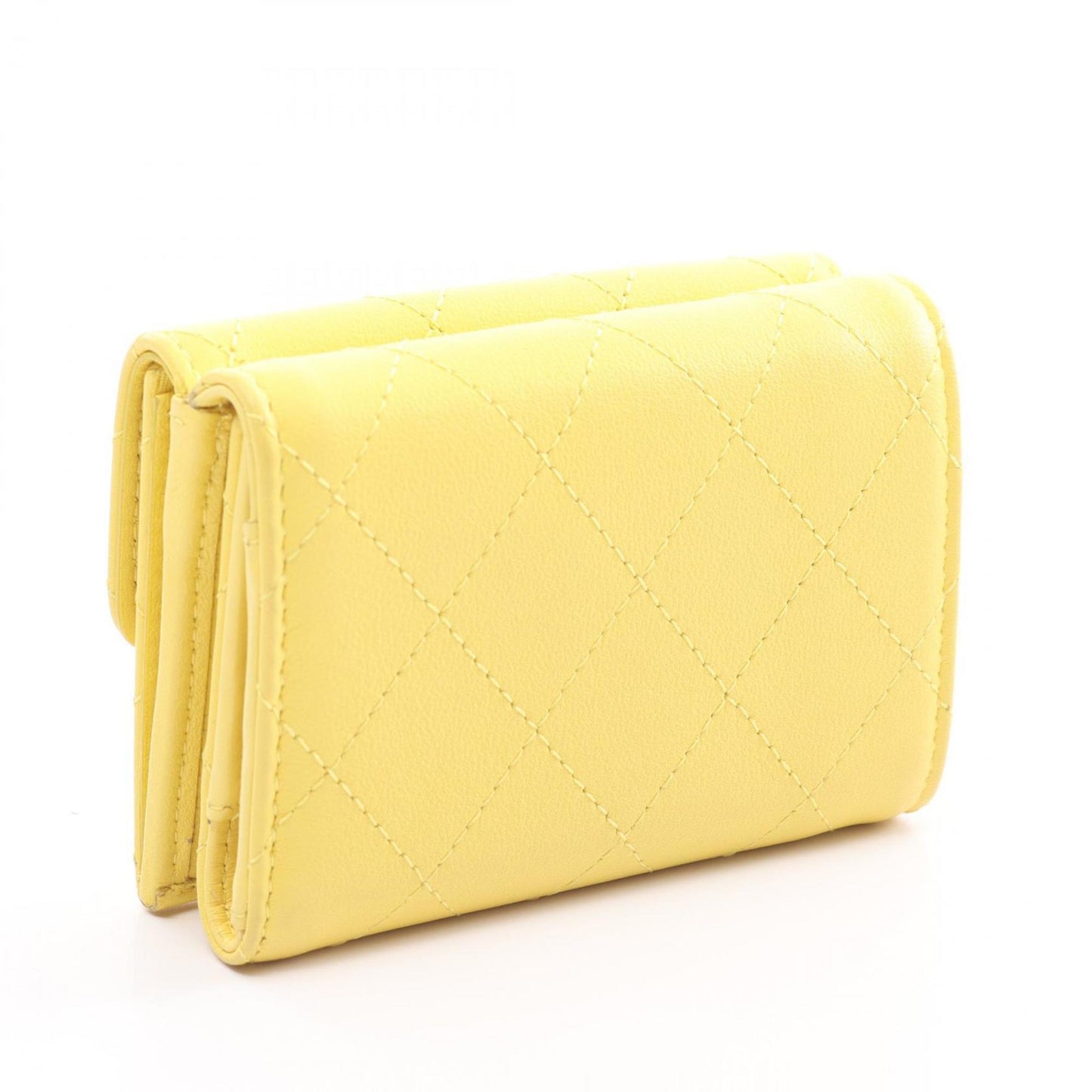 Chanel Yellow Leather Wallet (Tri-Fold) ()