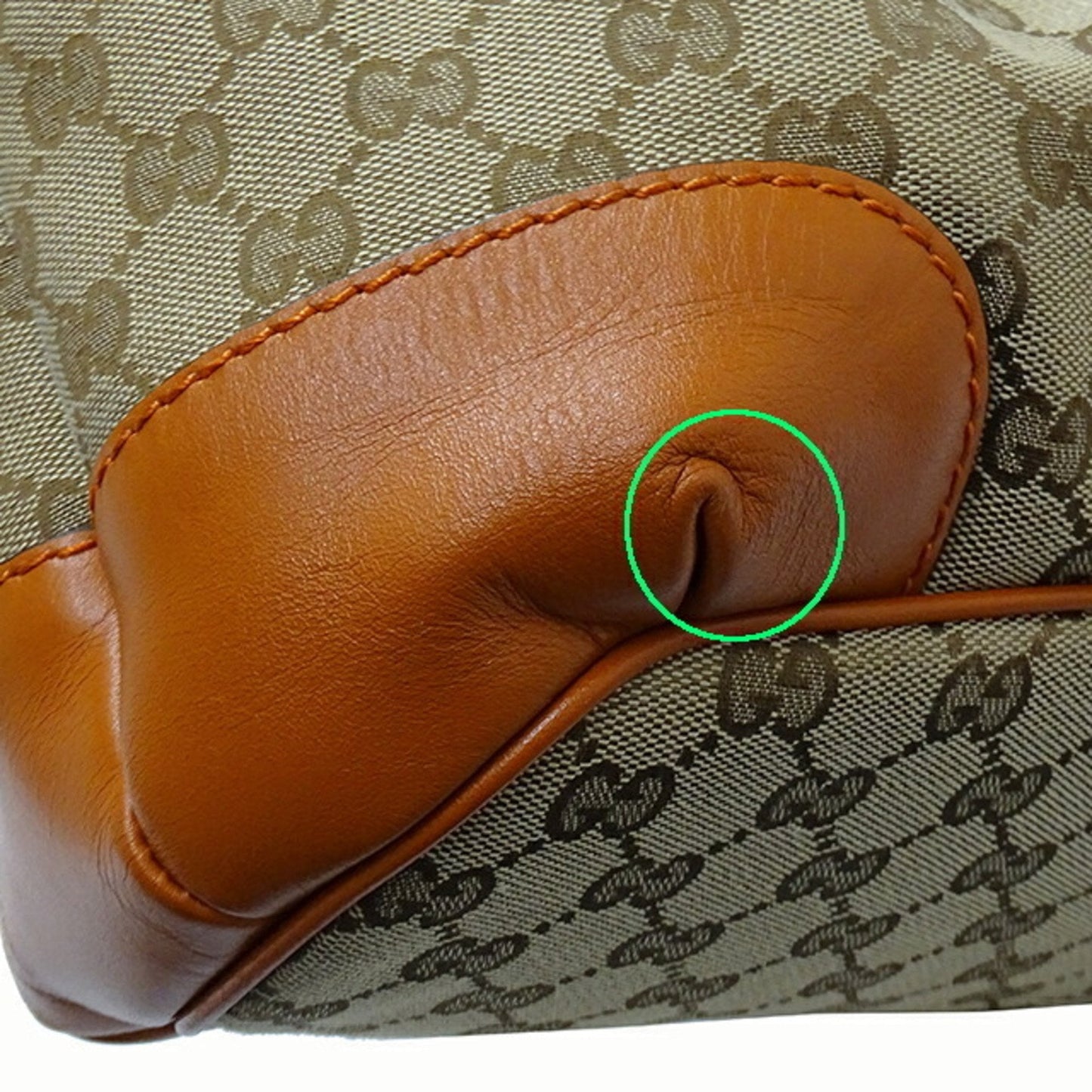 Gucci Beige Brown Orange Gg Canvas Leather Handbag Shoulder Bag ()