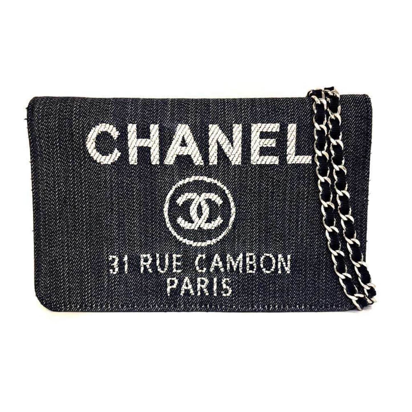 Chanel Black Canvas Chain/Shoulder Wallet ()