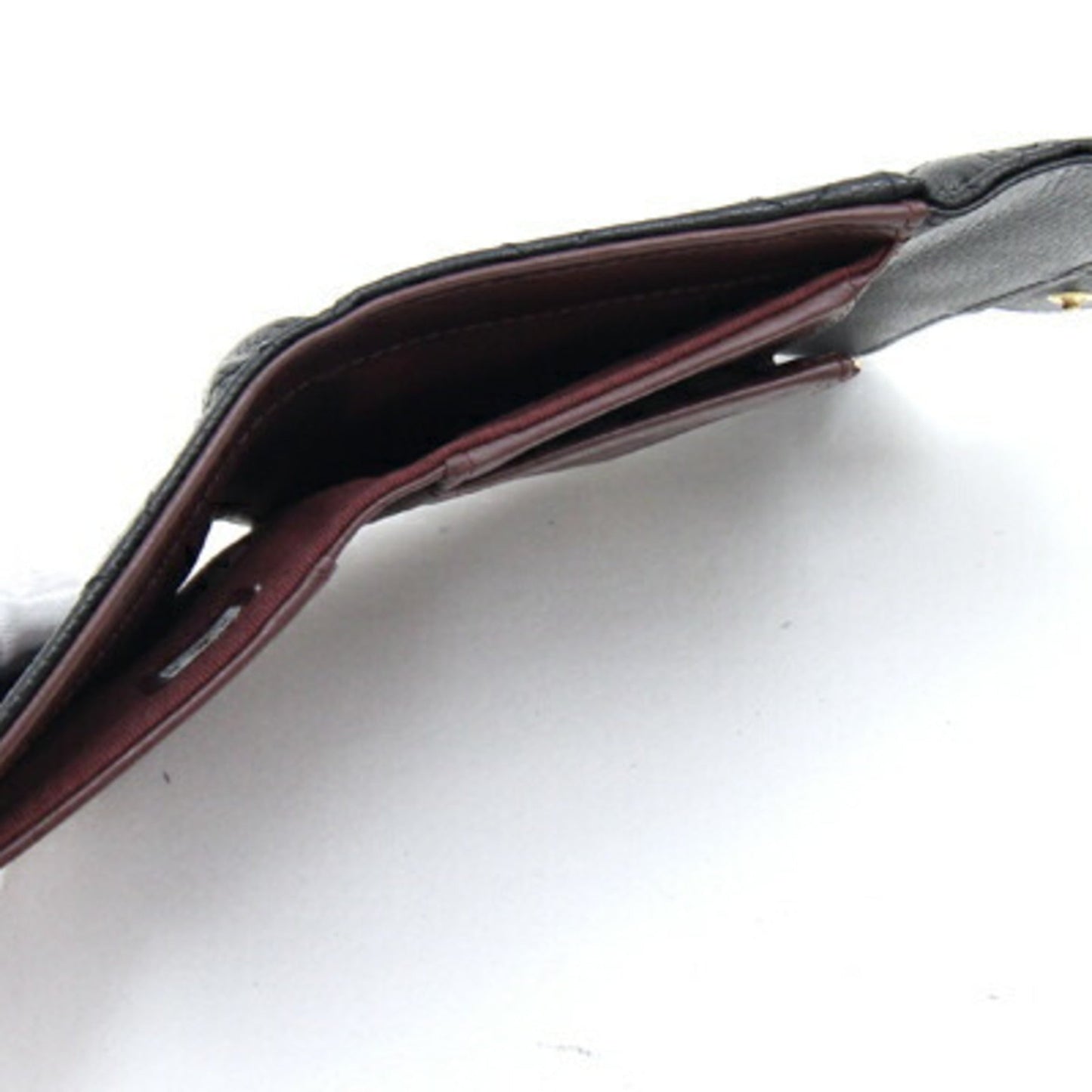 Chanel Black Grained Calfskin Wallet (Tri-Fold) ()