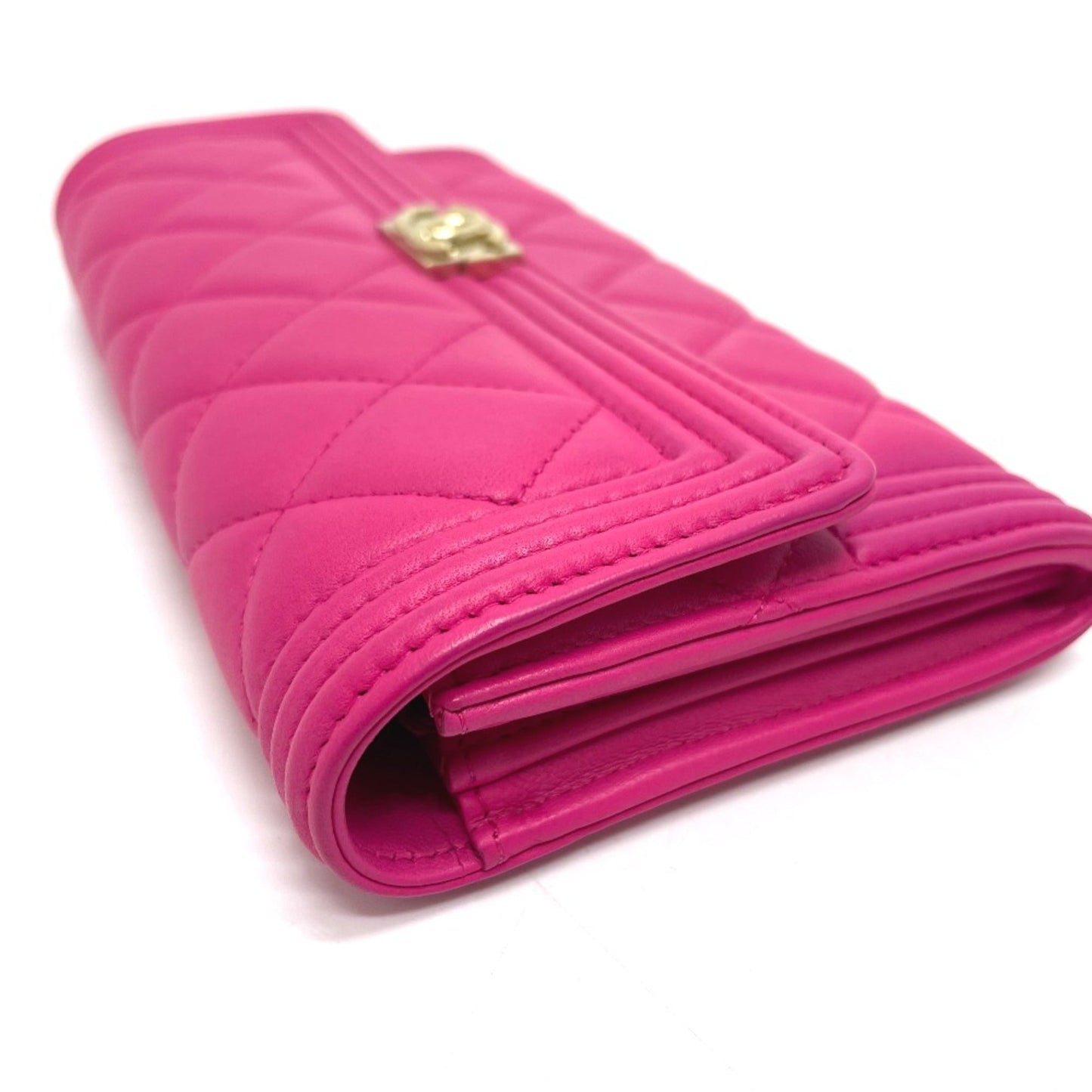 Chanel Pink Leather Long Wallet (Bi-Fold) ()