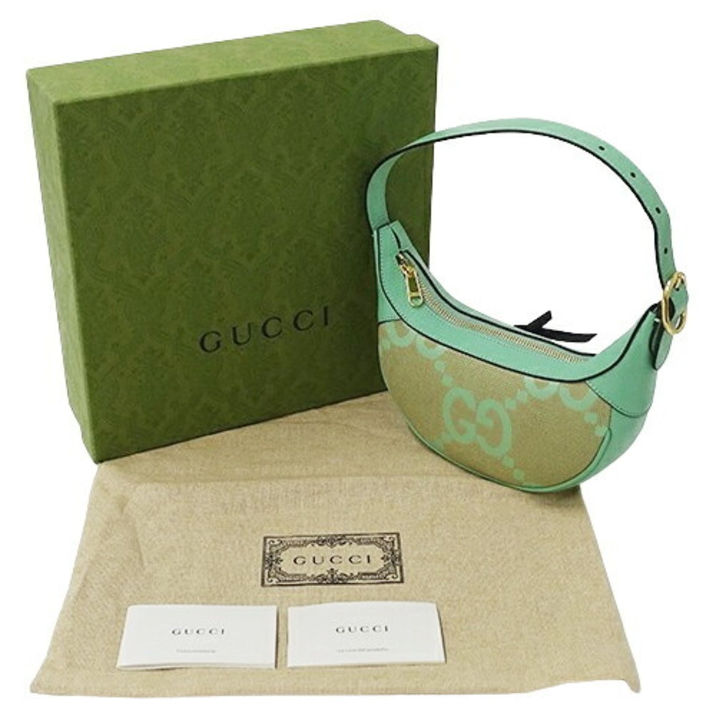Gucci Gg Canvas Beige Green Gg Canvas Handbag Shoulder Bag ()