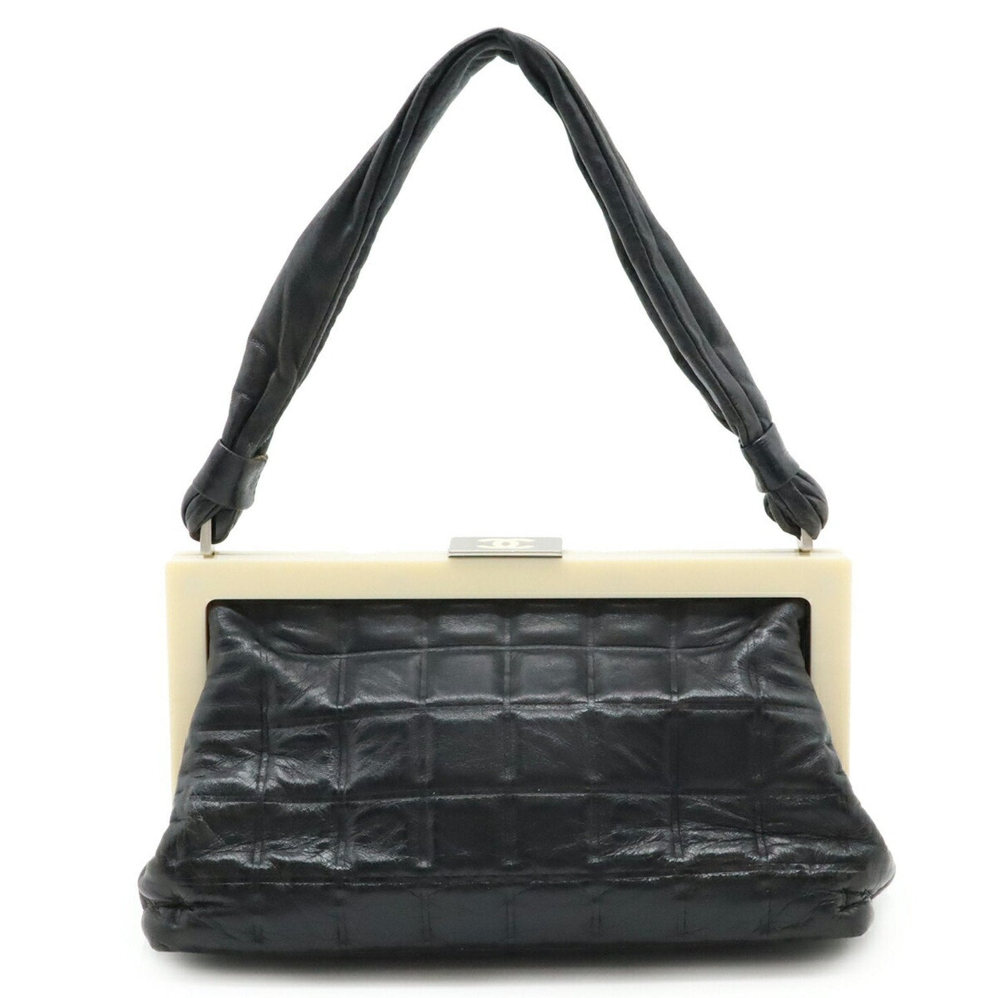Chanel Black Ivory Leather Handbag ()