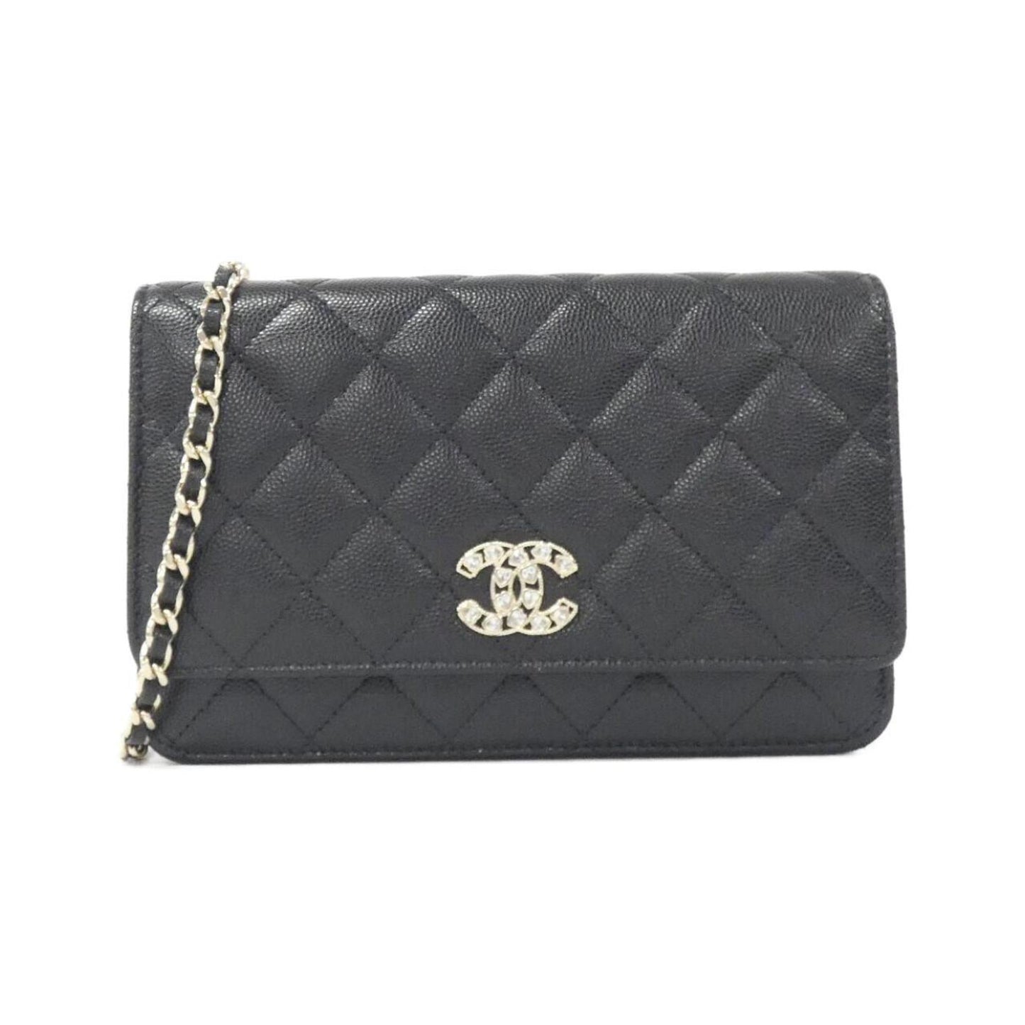 Chanel Black Caviar Leather Chain/Shoulder Wallet ()