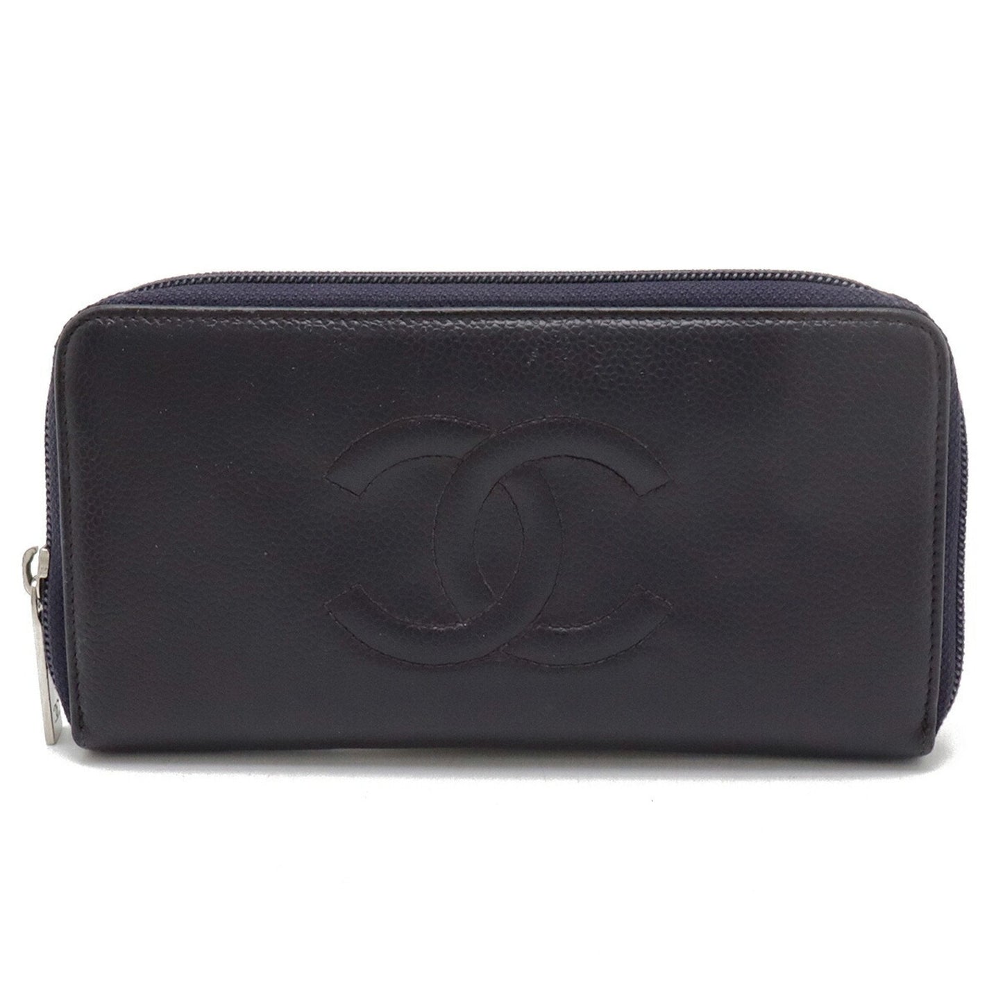 Chanel Dark Purple Grained Calfskin Long Wallet (Bi-Fold) ()