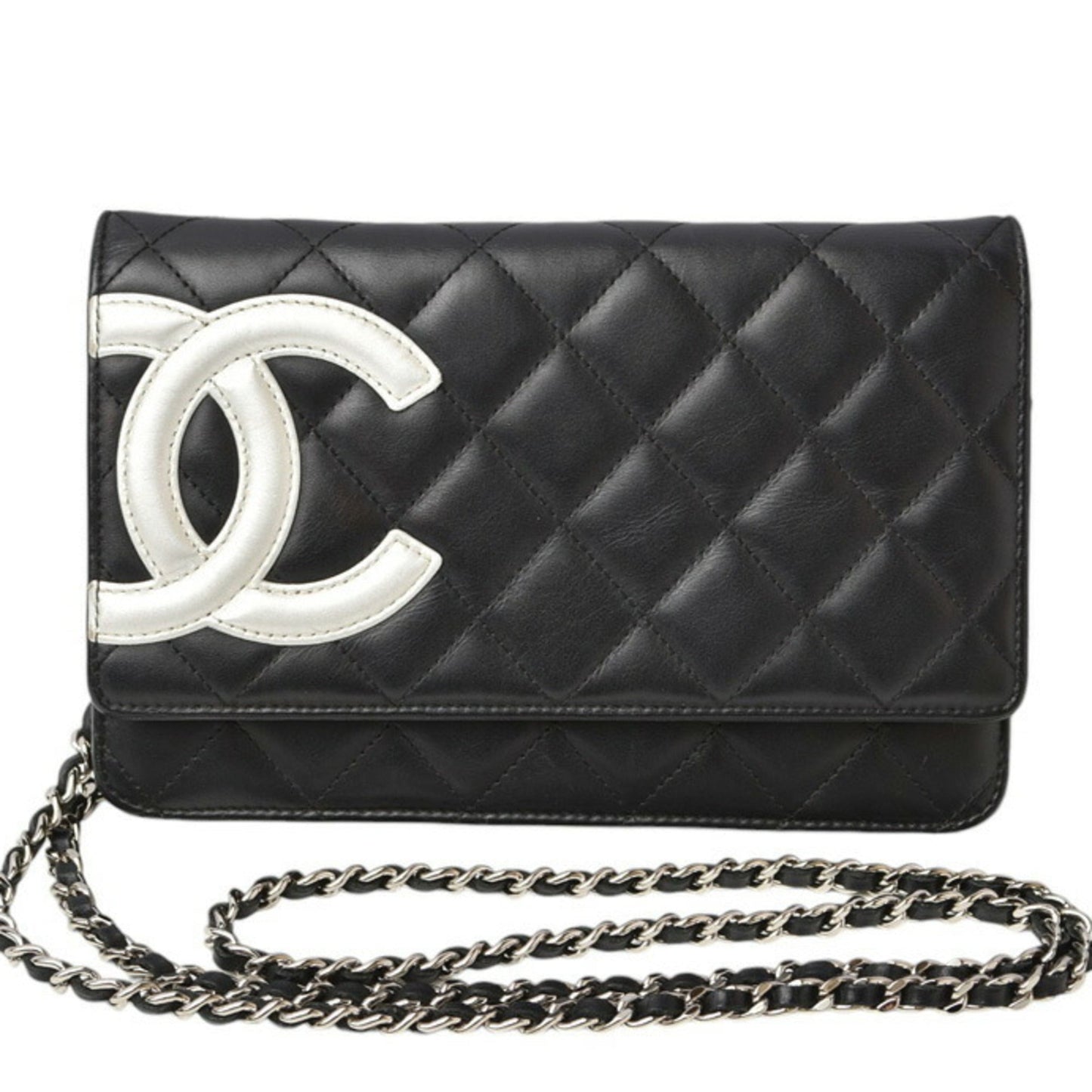 Chanel Black Leather Chain/Shoulder Wallet ()