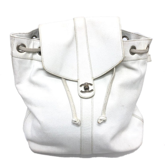 Chanel White Leather Backpack ()