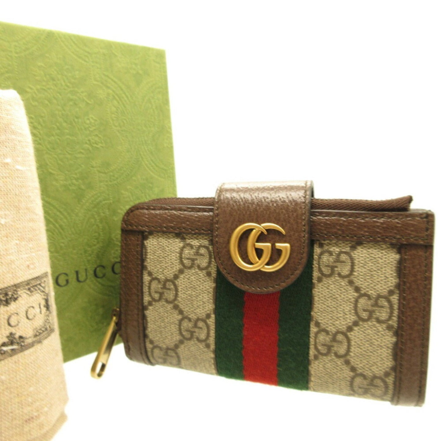 Gucci Ophidia Beige Brown Gg Canvas Leather Coin Purse/Coin Case ()