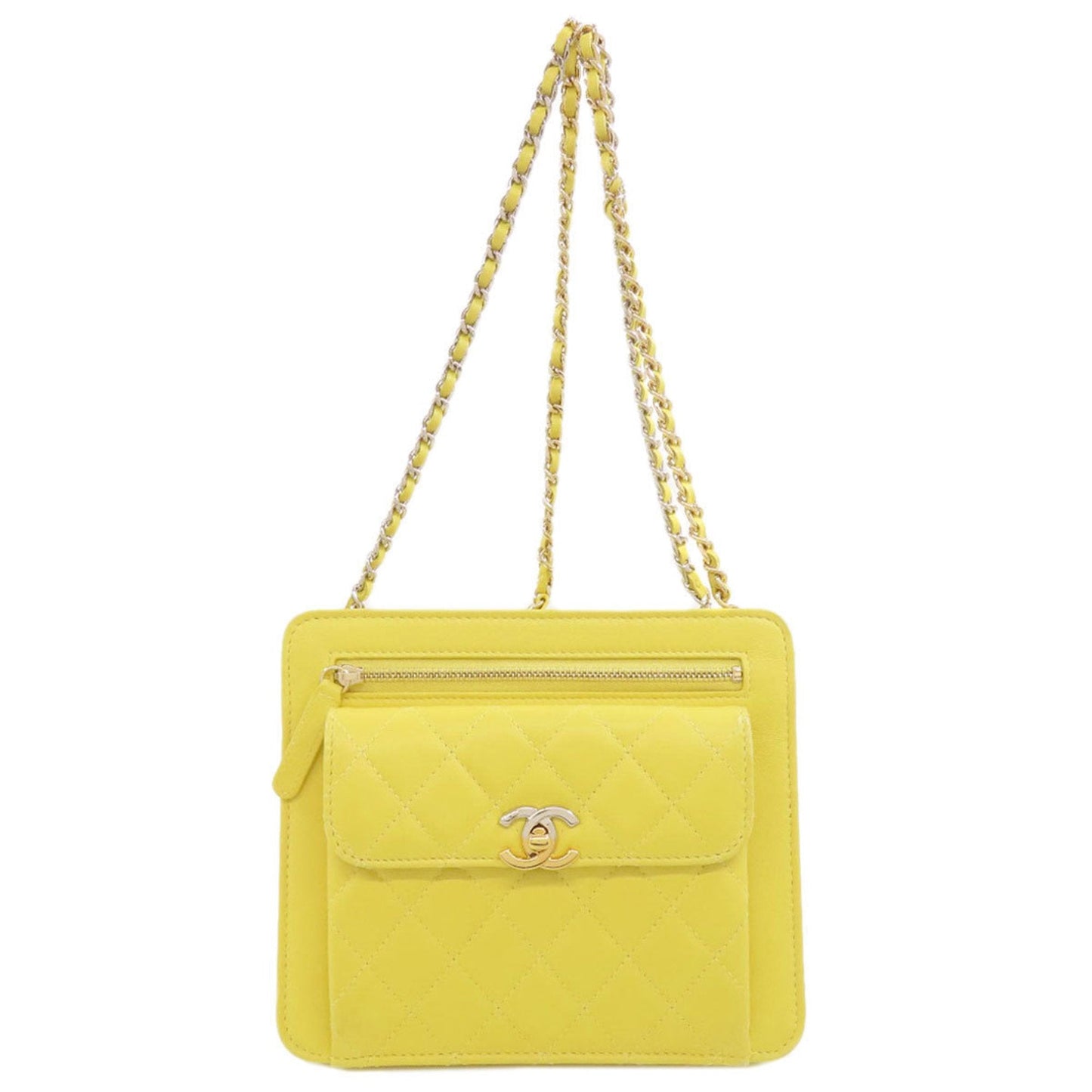 Chanel Yellow Leather Shoulder Bag ()