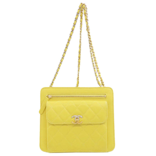 Chanel Yellow Leather Shoulder Bag ()