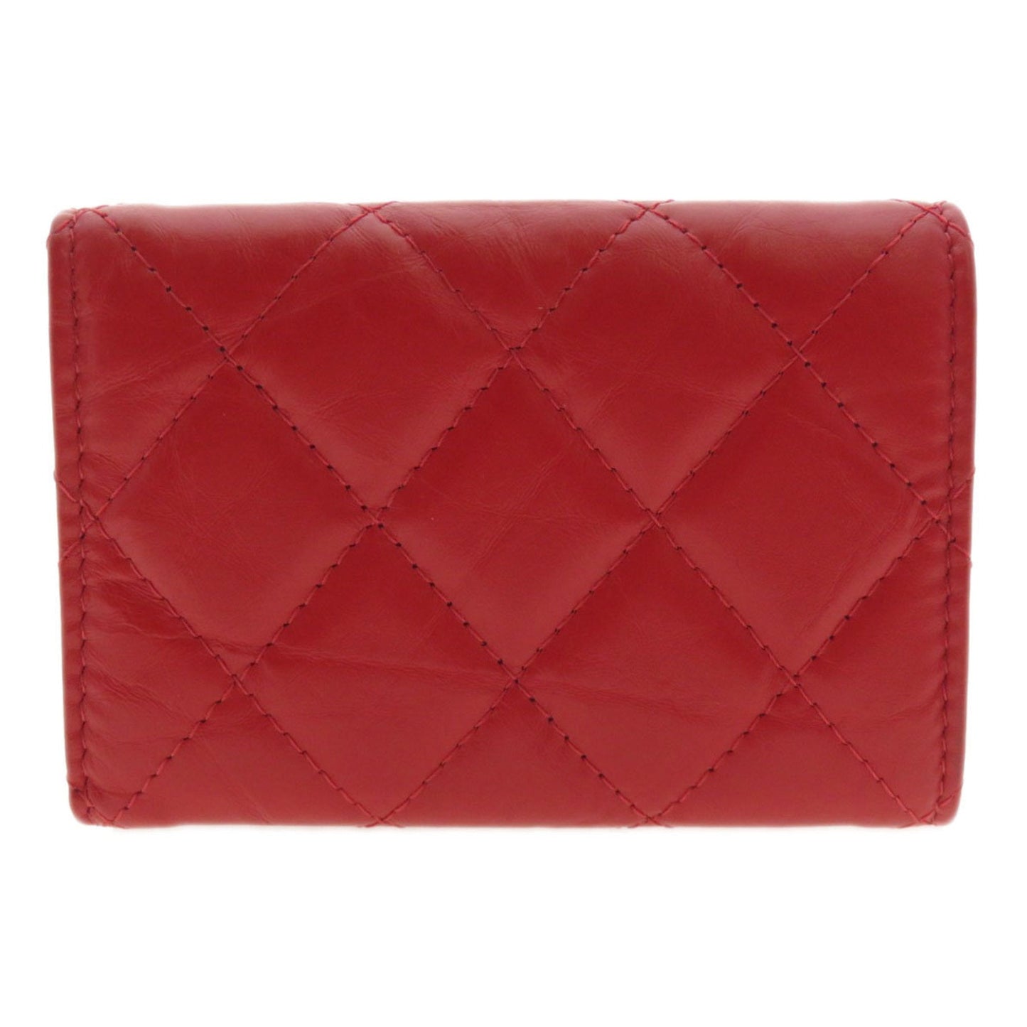 Chanel Red Color Leather Wallet (Bi-Fold) ()