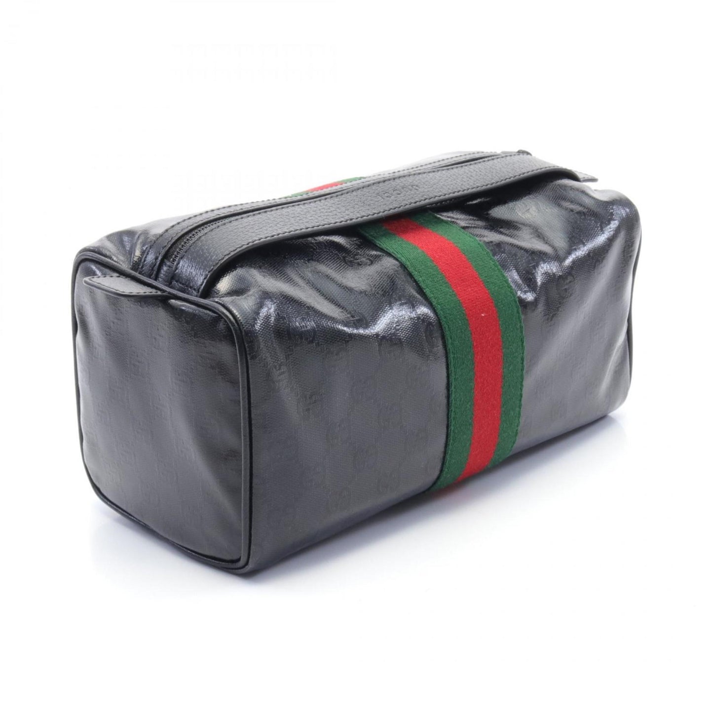 Gucci Black Pvc Coated Canvas Leather Handbag ()