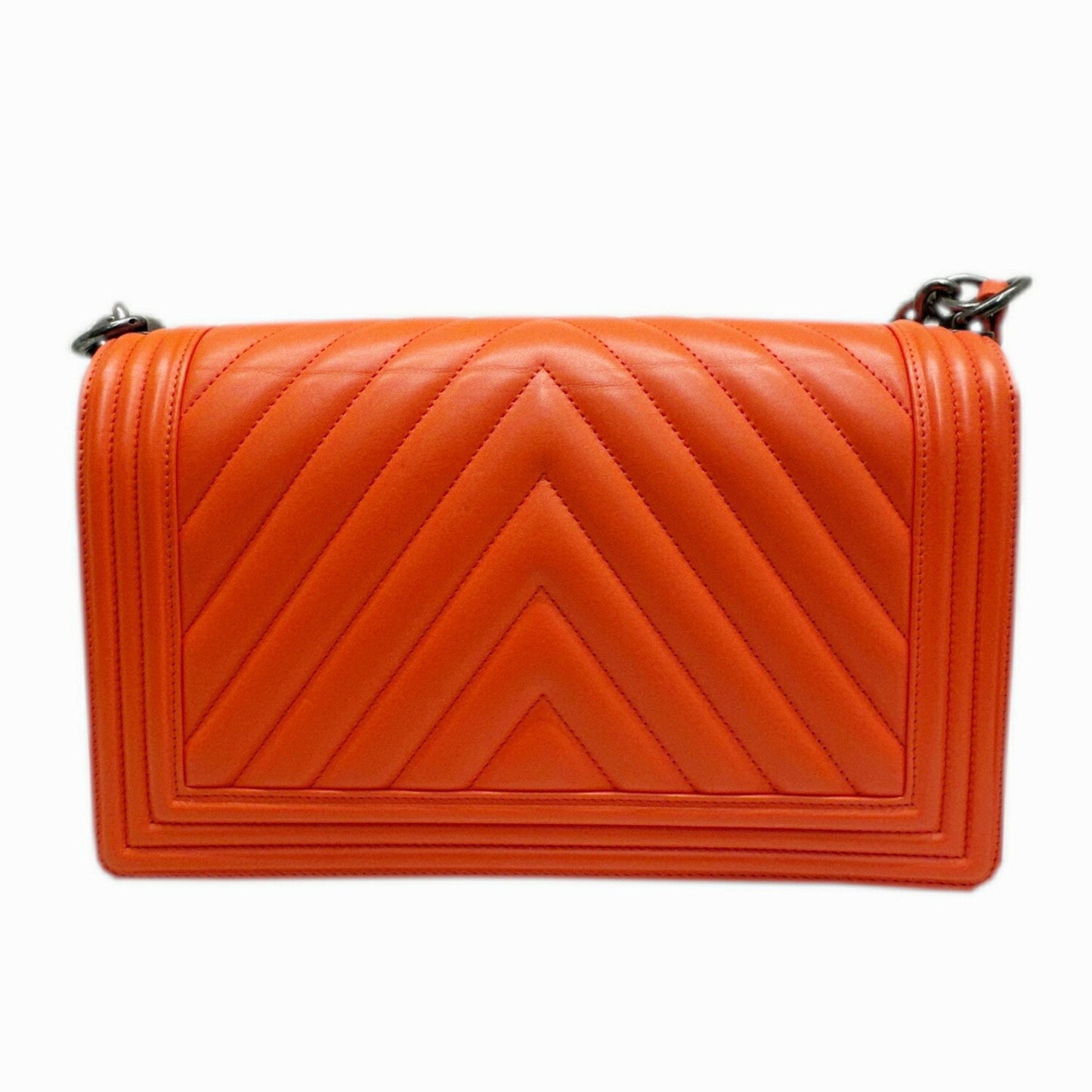 Chanel Boy Chanel Orange Leather Shoulder Bag ()