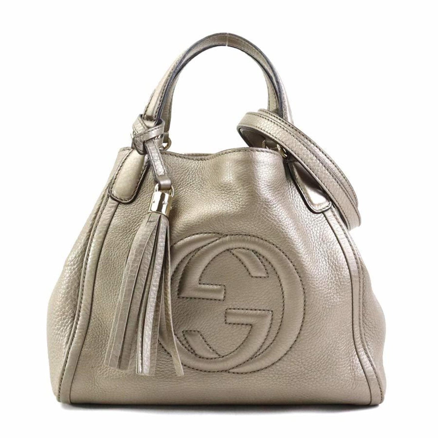 Gucci Metallic Gray Leather Handbag Shoulder Bag ()