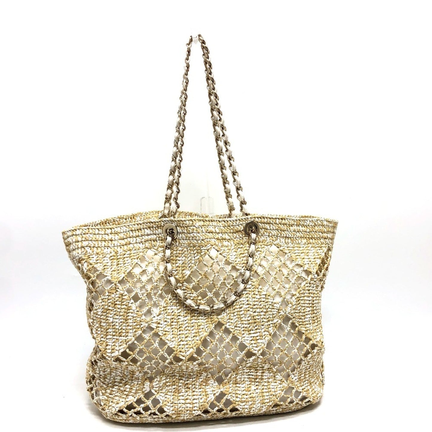 Chanel Beige Raffia Pouch Tote Bag ()