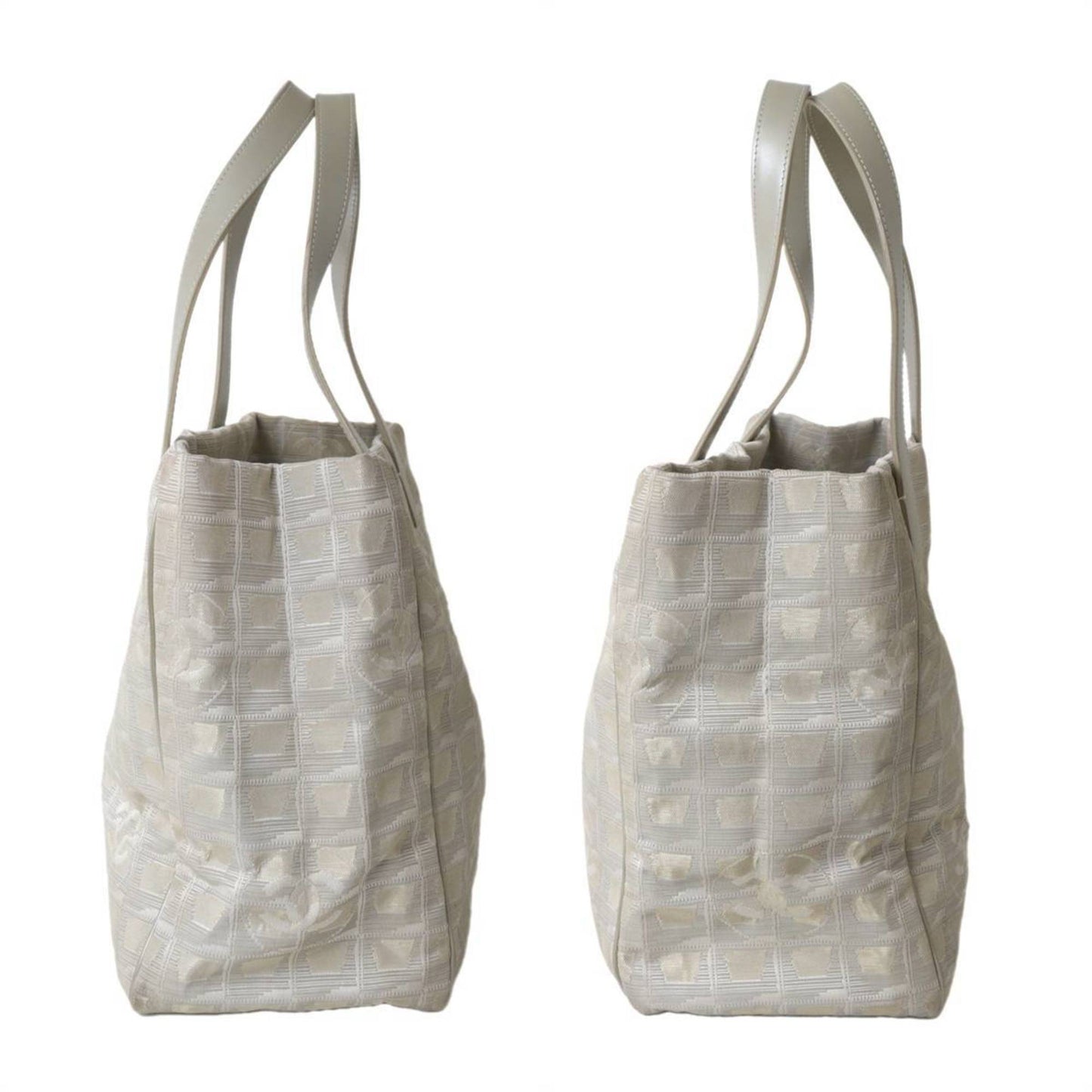 Chanel Beige Gray Jacquard Tote Bag ()