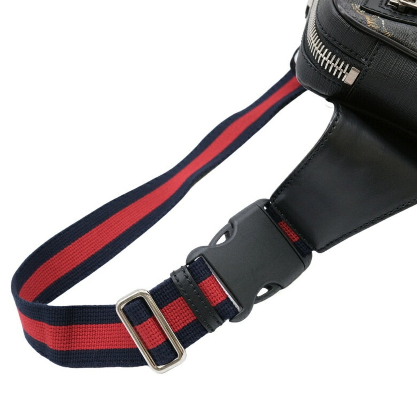 Gucci Black Gg Supreme Canvas Leather Sling Bag ()