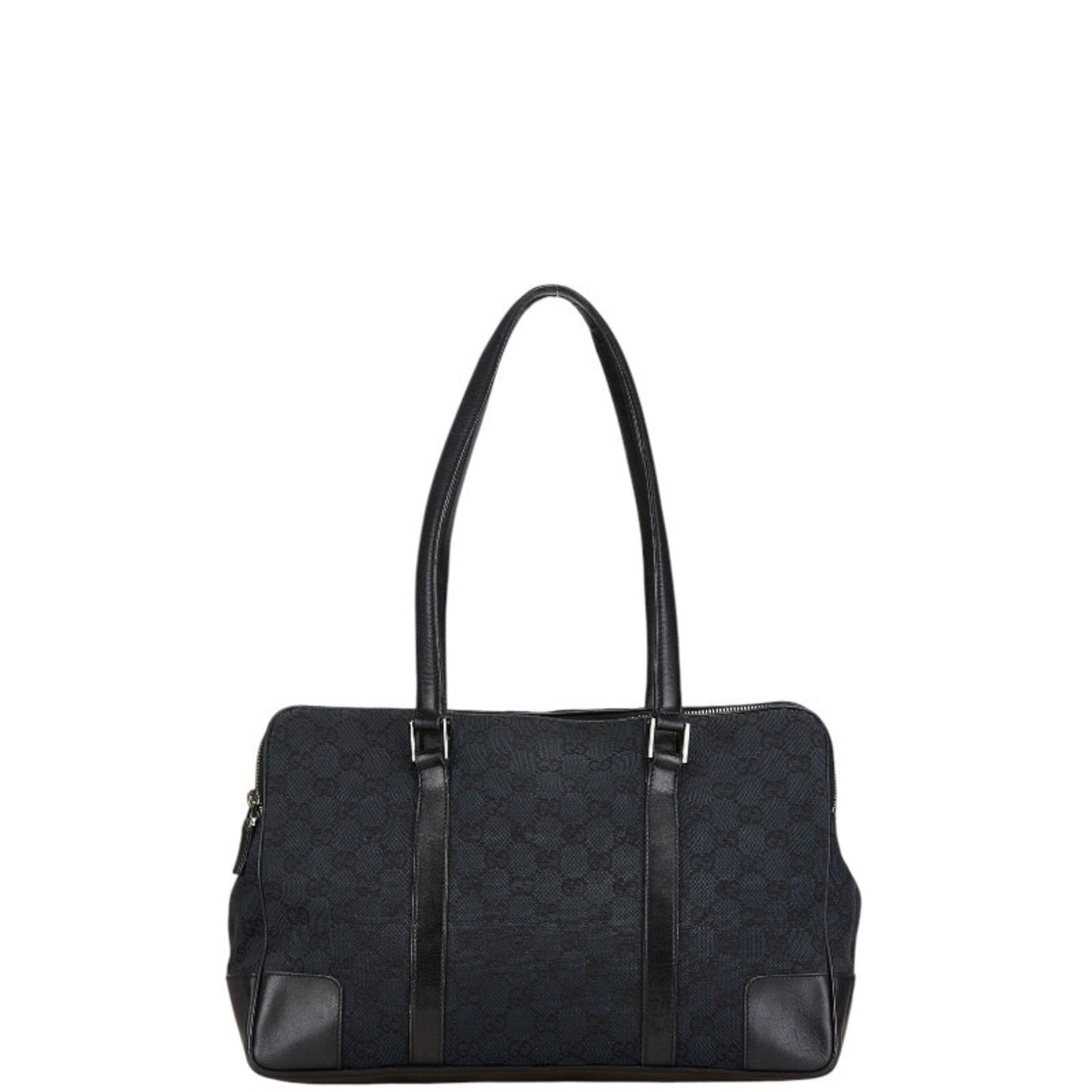 Gucci Black Canvas Leather Shoulder Bag Tote Bag ()