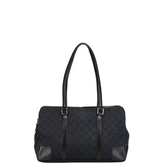Gucci Black Canvas Leather Shoulder Bag Tote Bag ()