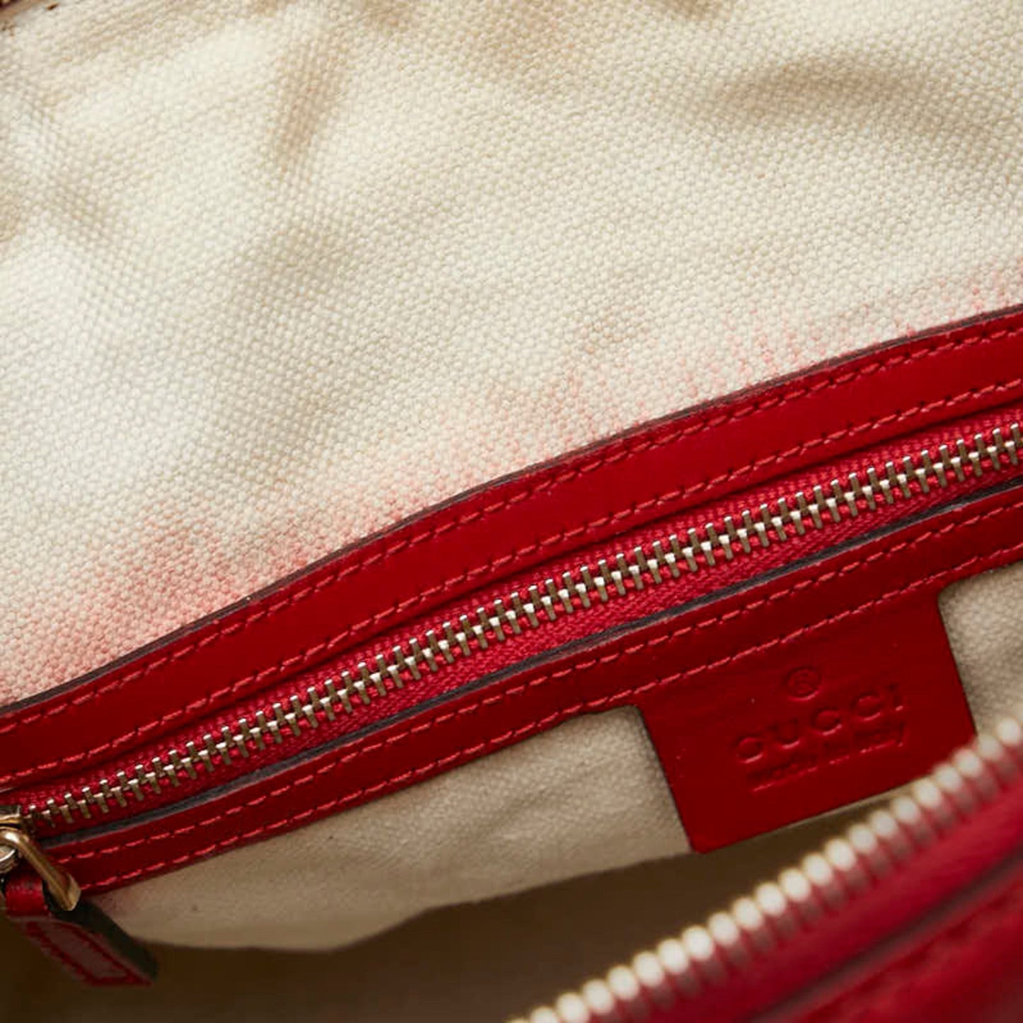 Gucci Beige Red Color Canvas Leather Boston Bag Shoulder Bag ()